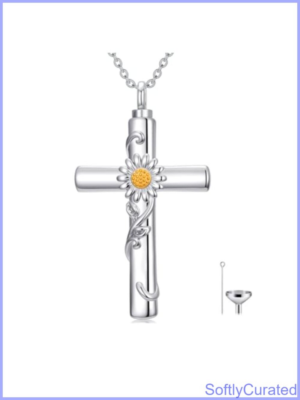 Cross Urn Necklace for Ashes Daisy Flower Cremation Jewelry Memorial Keepsake